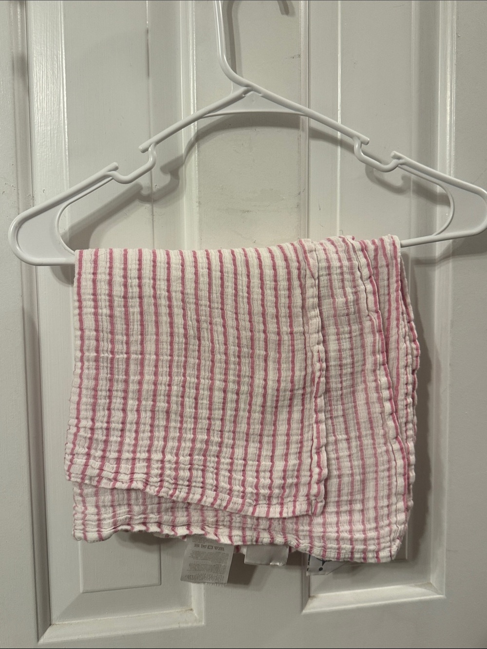 Aden + Anais Pink and White Striped Muslin Baby Blanket